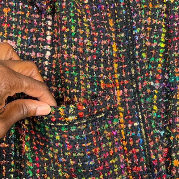 Anthropologie Ett Twa  Berwyn Tweed Jacket Colorful Open Front 3/4 Sleeve XS NEW - Picture 3 of 13